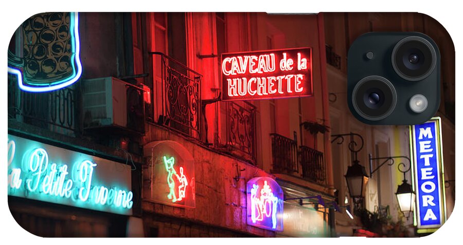 Neon Signs iPhone Case featuring the photograph Caveau de la Huchette - Paris, France by Melanie Alexandra Price