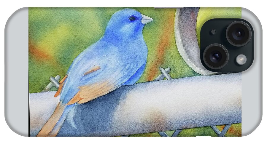 Bird iPhone Case featuring the painting Chain Link Perch by Judy Mercer