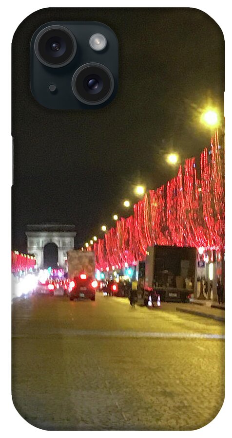 Paris iPhone Case featuring the painting Champs Elysees during Holidays by Roxy Rich