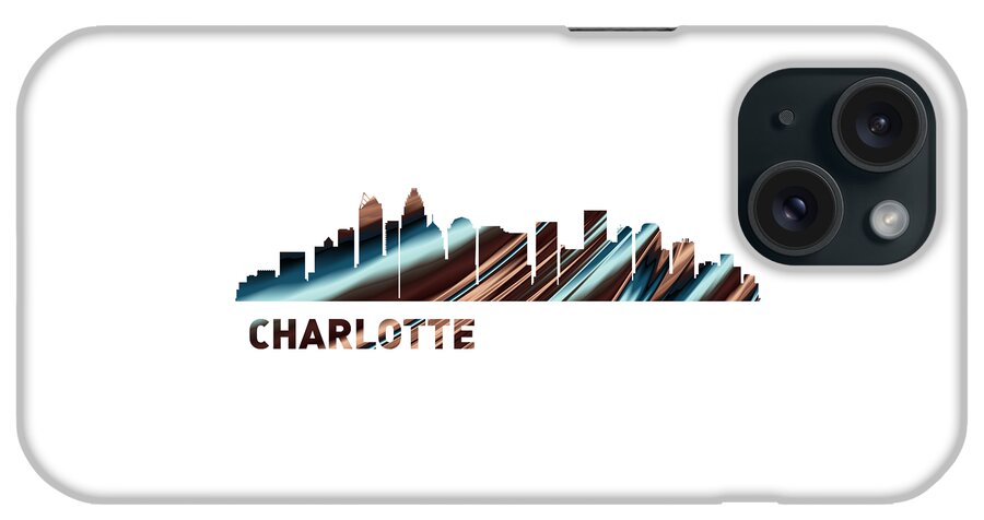 Charlotte iPhone Case featuring the digital art Charlotte Skyline on White by Elisabeth Lucas