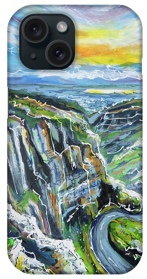 Cheddar Gorge iPhone Case featuring the painting Cheddar Gorge by Laura Hol Art