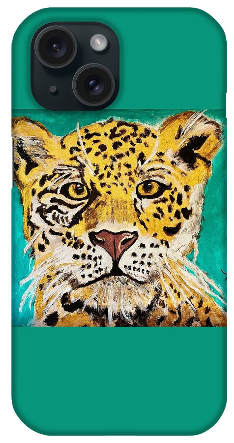 Cat iPhone Case featuring the painting Cheetah by Melody Fowler