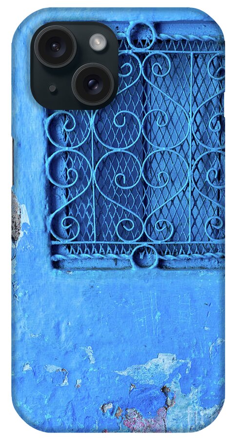 Chefchaouen iPhone Case featuring the photograph Chefchaouen Window Grille 02 by Rick Piper Photography