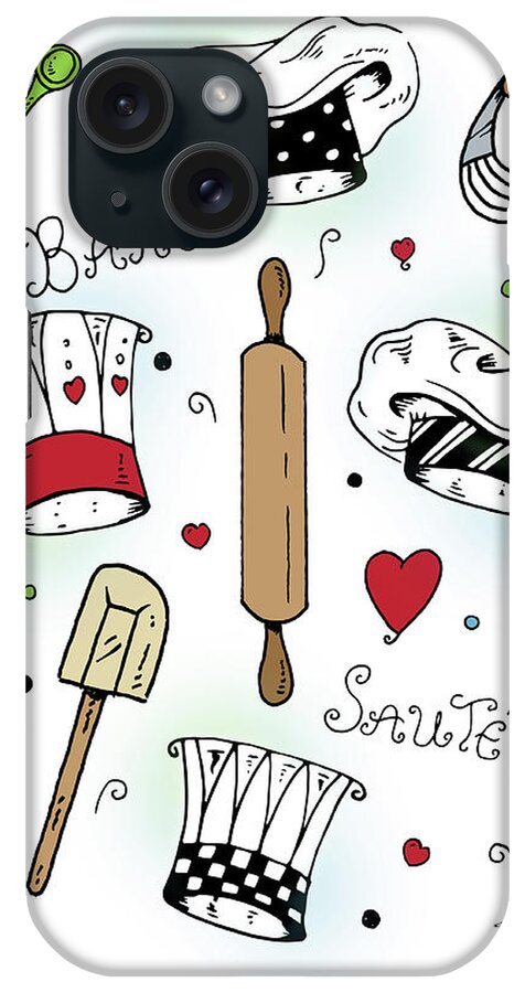 Chef iPhone Case featuring the mixed media Chefs Toque Hats-I by Shari Warren