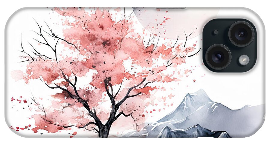 Four Seasons iPhone Case featuring the painting Cherry Blossom Enchantment by Lourry Legarde