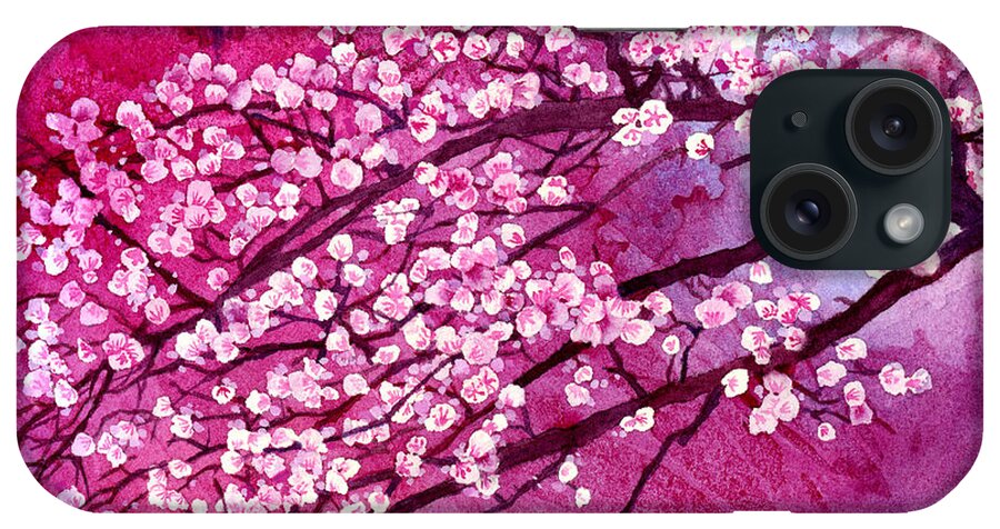 Cherry Blossom iPhone Case featuring the painting Cherry Blossoms - In Bloom by Hailey E Herrera
