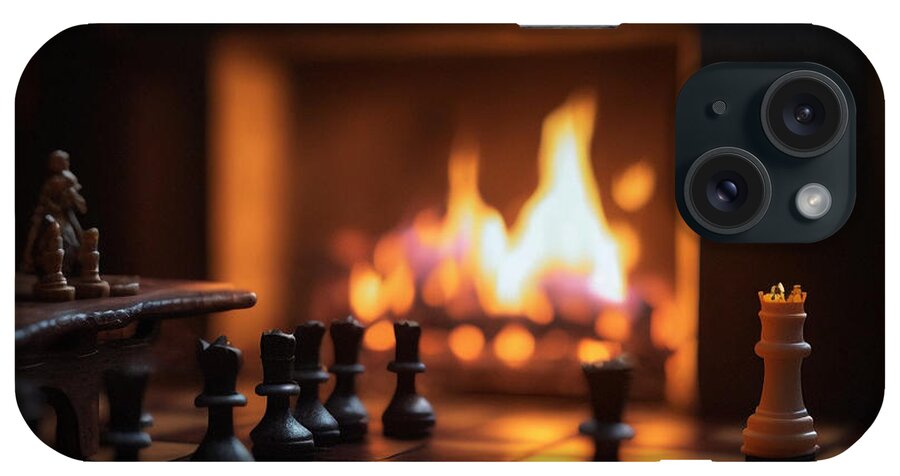 Chess iPhone Case featuring the mixed media Chess By The Fire by Jay Schankman