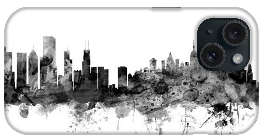 Chicago iPhone Case featuring the digital art Chicago and New York Skylines Mashup SIGNED by Michael Tompsett