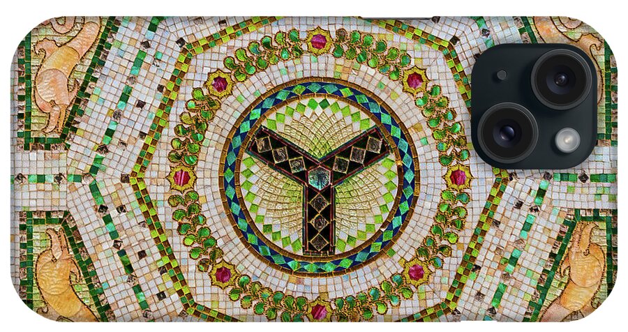 Art iPhone Case featuring the photograph Chicago Cultural Center Ceiling with Y Symbol in Mosaic by David Levin