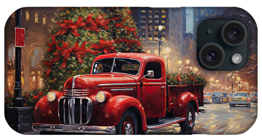Christmas Art iPhone Case featuring the painting Chicago Downtown-Millennium Park Christmas by Lourry Legarde