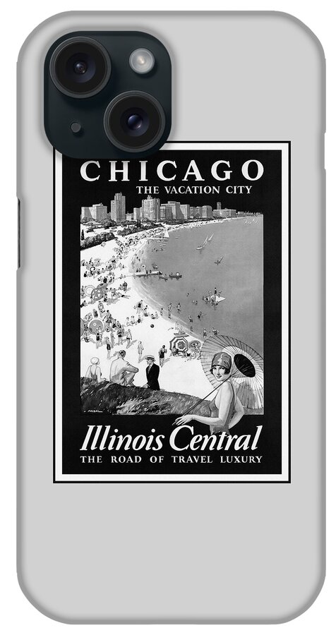 Chicago iPhone Case featuring the photograph Chicago Illinois Vintage Retro Travel Poster Black and White by Carol Japp