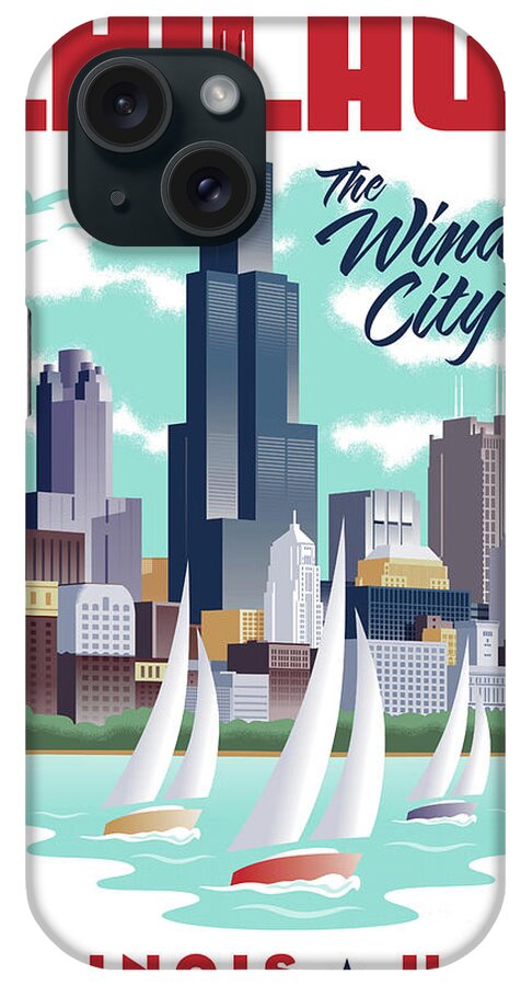 Travel Poster iPhone Case featuring the digital art Chicago Poster - Vintage Travel by Jim Zahniser