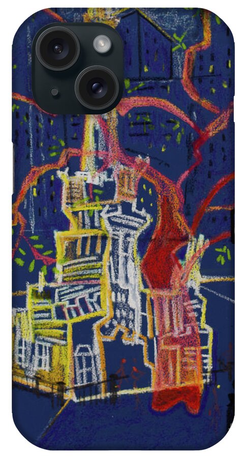 Chicago Water Tower iPhone Case featuring the painting Chicago Water Tower by Cherie Salerno