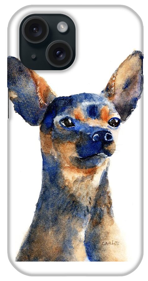 Chihuahua iPhone Case featuring the painting Chihuahua Sitting Tall by Carlin Blahnik CarlinArtWatercolor