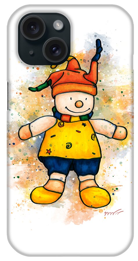 Children's Toy iPhone Case featuring the painting Children's toy painting, clown toy by Nadia CHEVREL