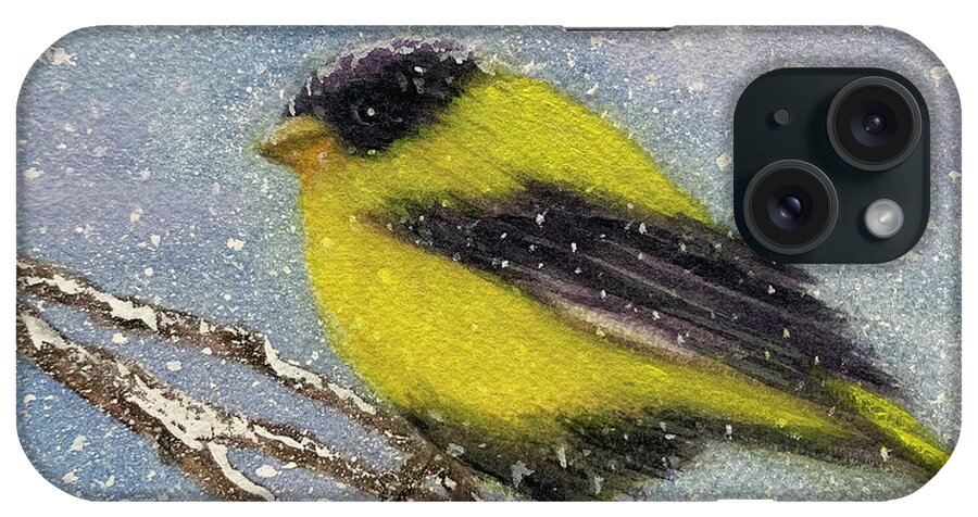 Bird iPhone Case featuring the painting Chilly Goldfinch by Sue Carmony