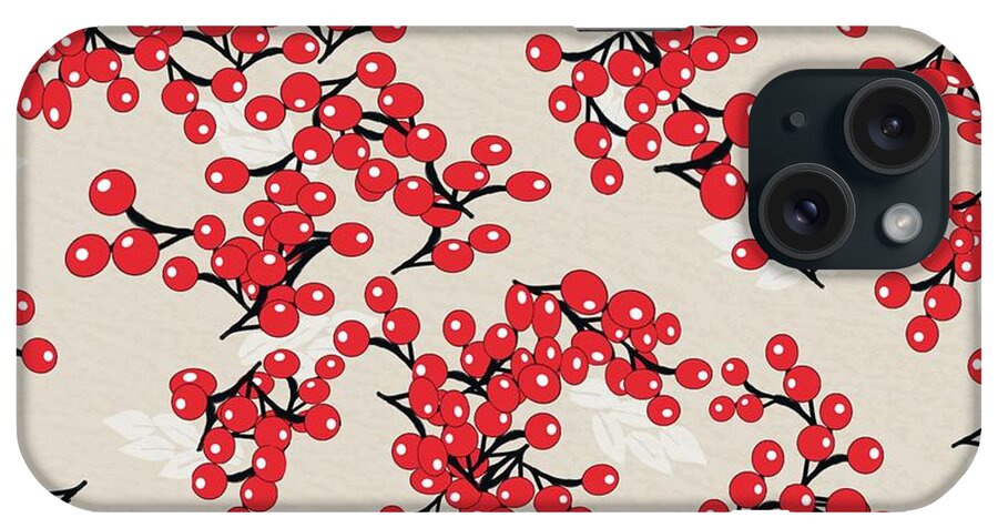 Graphic iPhone Case featuring the digital art Chinese Red Berries by Sand And Chi