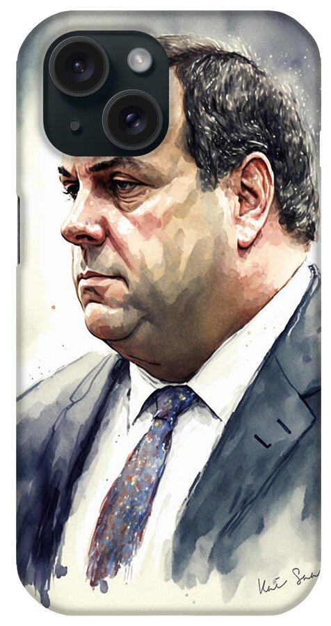 Governor iPhone Case featuring the painting Chris Christie by Kai Saarto