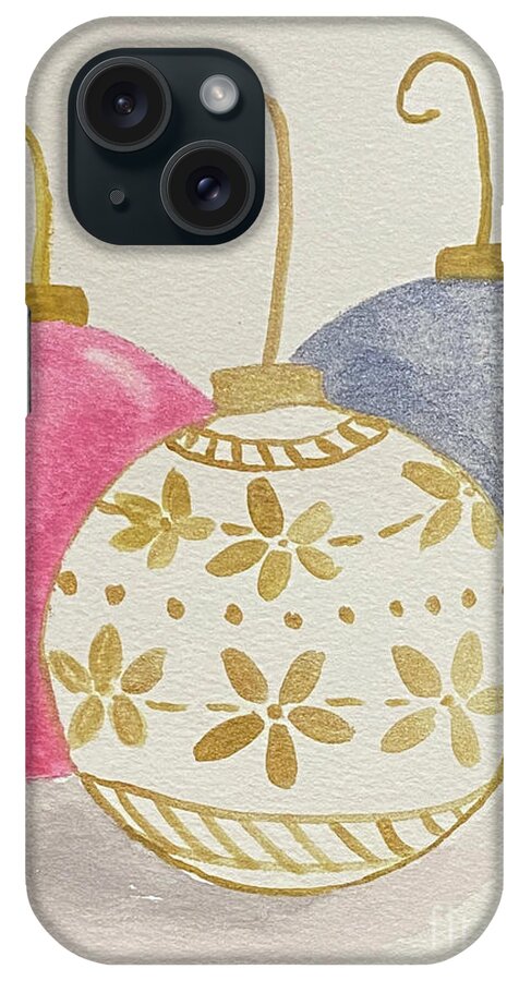 Ornaments iPhone Case featuring the painting Christmas Balls by Lisa Neuman