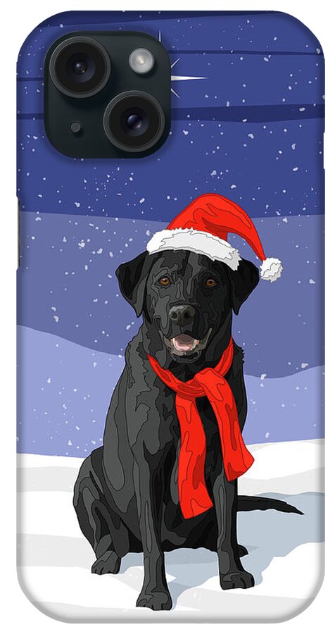 Dogs iPhone Case featuring the digital art Christmas Dog Black Labrador Retriever by Crista Forest