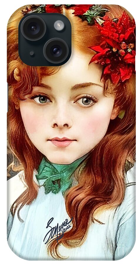 Christmas Art iPhone Case featuring the digital art Christmas Girl by Stacey Mayer