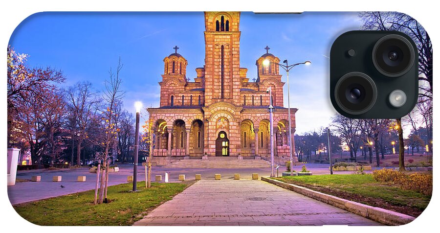 Belgrade iPhone Case featuring the photograph Church of Saint Mark in Belgrade dawn view by Brch Photography
