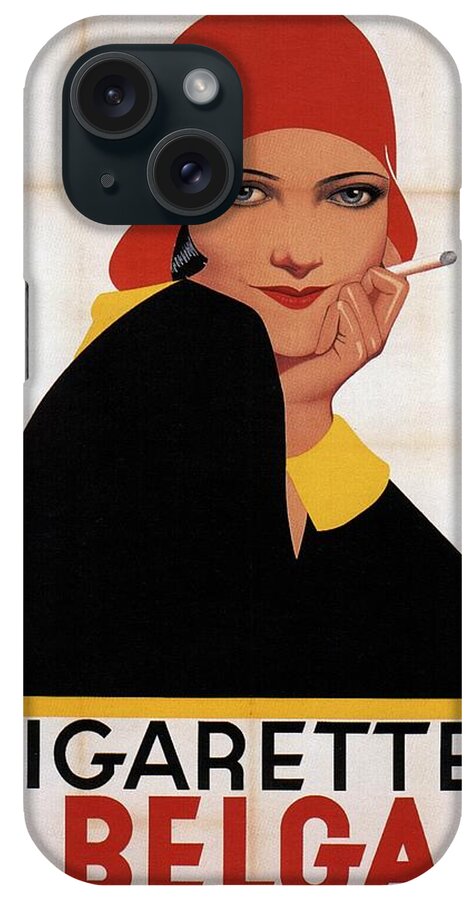 Vintage Poster iPhone Case featuring the digital art Cigarettes Belga - Tobacco Advertising - Vintage Advertising by Studio Grafiikka