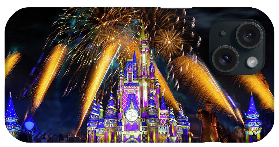 Magic Kingdom iPhone Case featuring the photograph Cinderella Castle Fireworks at Walt Disney World by Mark Andrew Thomas