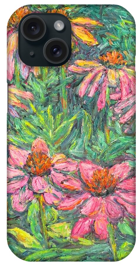 Coneflowers iPhone Case featuring the painting Circle of Coneflowers by Kendall Kessler