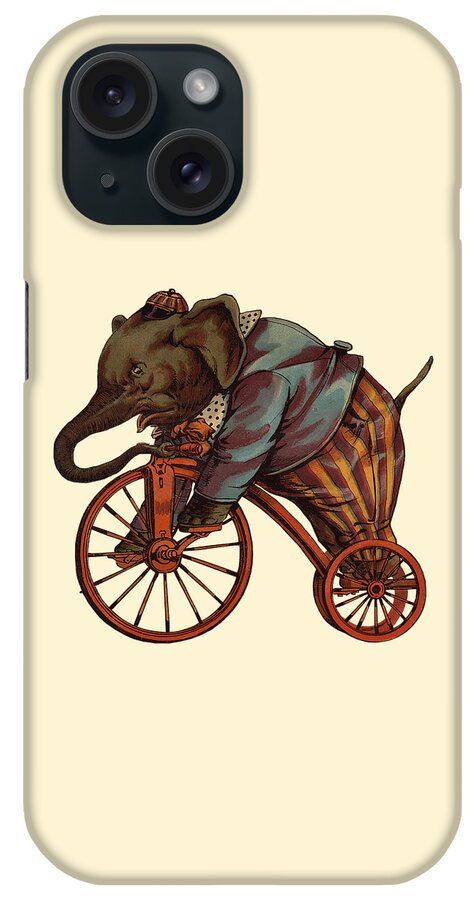 Elephant iPhone Case featuring the digital art Circus Elephant On Bike by Madame Memento