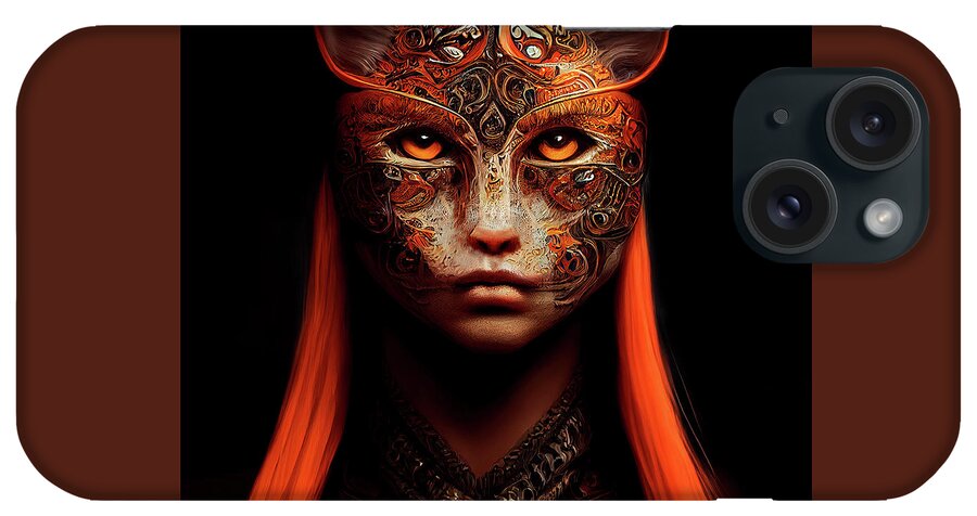Warriors iPhone Case featuring the digital art Citrine the Cat Warrior Woman by Peggy Collins