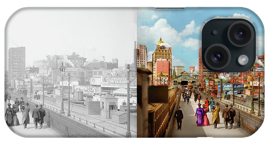 New York iPhone Case featuring the photograph City - Brooklyn, NY - Infinite City 1908 - Side by Side by Mike Savad