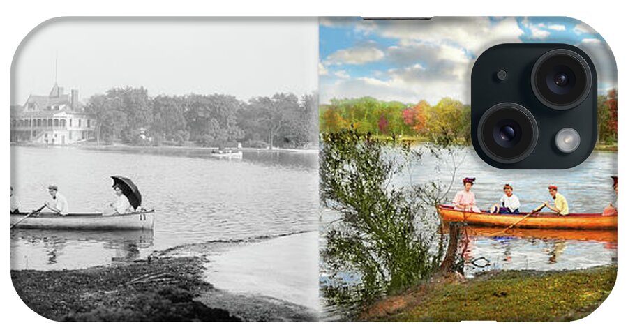 Chicago iPhone Case featuring the photograph City - Chicago, IL - Boating at Garfield Park 1907 - Side by Side by Mike Savad