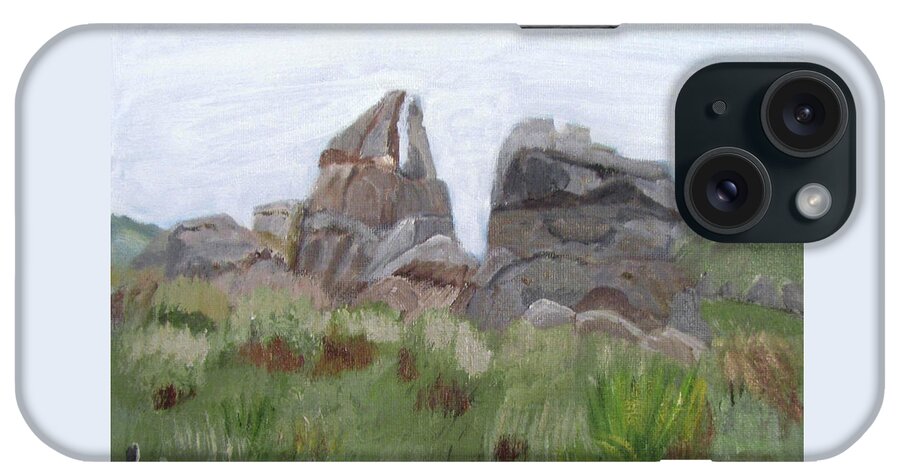 Idaho iPhone Case featuring the painting City of Rocks by Linda Feinberg