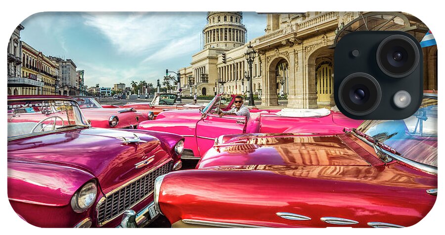 Classic Cars iPhone Case featuring the photograph classic cars Cuba by Jose Rey
