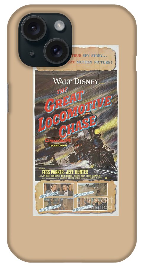Great iPhone Case featuring the painting Classic Movie Poster - The Great Locomotive Chase by Esoterica Art Agency
