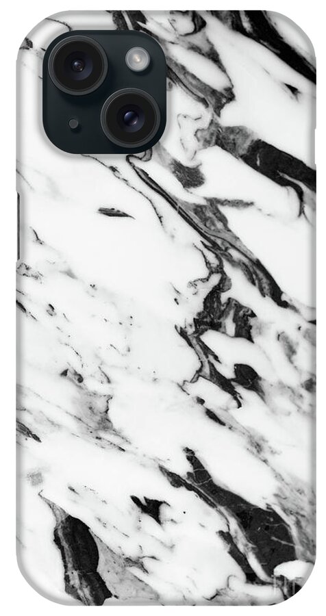 Black-and-white iPhone Case featuring the mixed media Classic White Marble Glam #2 #marble #decor #art by Anitas and Bellas Art