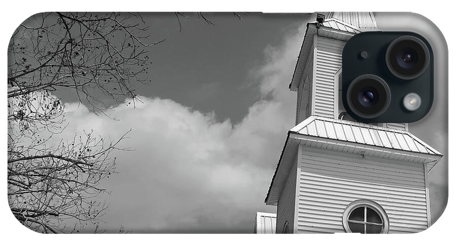 Bell Tower iPhone Case featuring the photograph Classic White Steeple BW by Connie Fox