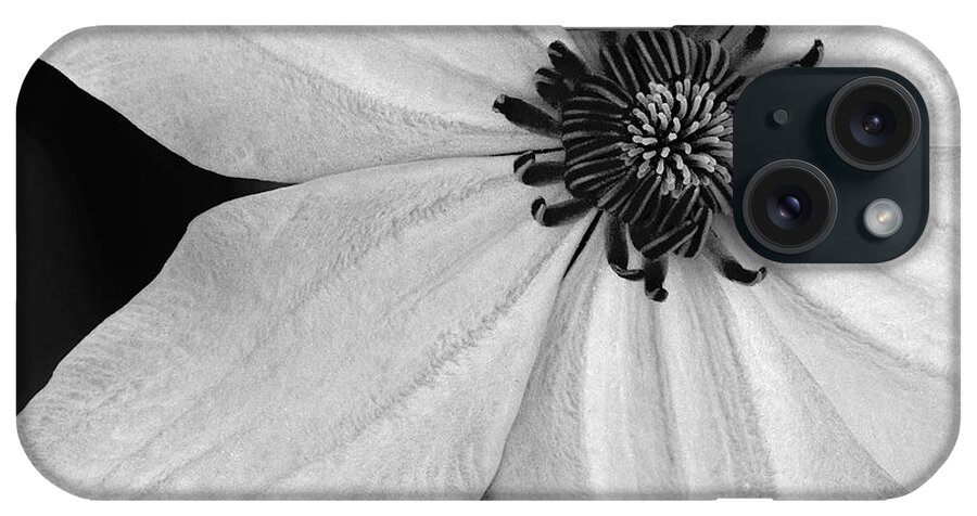 Clematis iPhone Case featuring the photograph Clematis Flower BW by Susan Candelario