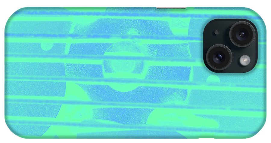 Fan iPhone Case featuring the photograph Close up of Old Fan Green and Blue Gradient by Ali Baucom