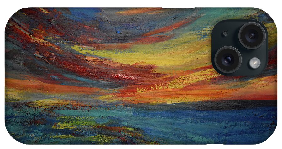 Nature iPhone Case featuring the painting Clouds come floating into my life, to add color to my sunset sky by Leonida Arte