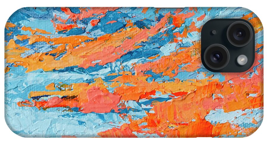 Sky Painting iPhone Case featuring the painting Cloudscape Orange Sunset Over and Open Field by Patricia Awapara