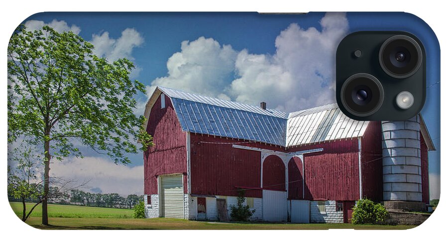 Art iPhone Case featuring the photograph Cloudy Blue Sky with Red Barn in West Michigan by Randall Nyhof