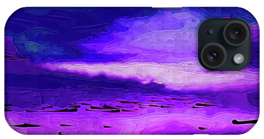 Abstract iPhone Case featuring the digital art Cloudy Ocean Sunset by Kirt Tisdale