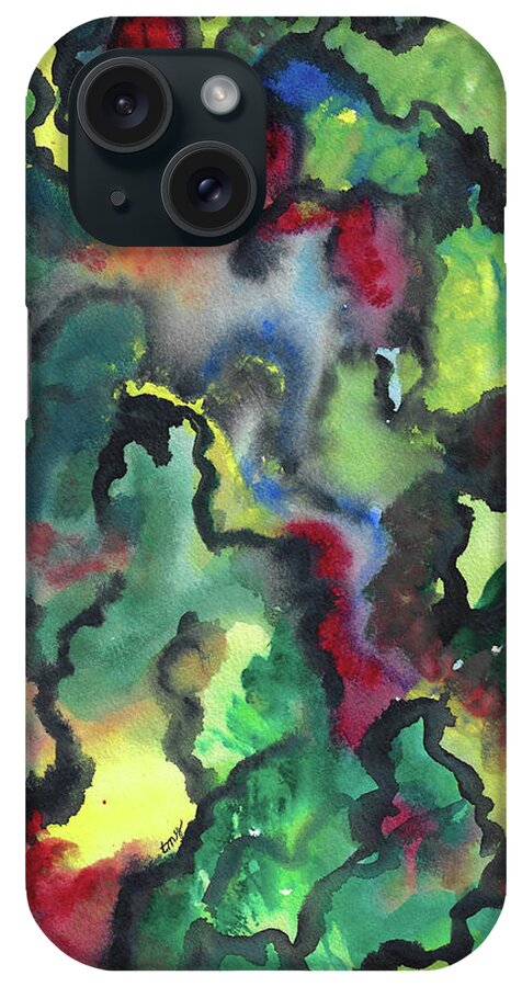 Abstract iPhone Case featuring the painting Cloudy Thoughts by Teresamarie Yawn