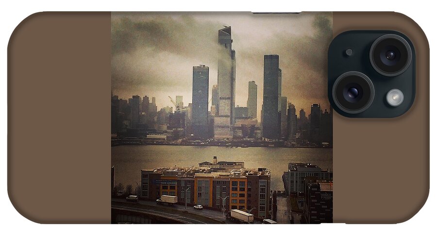 Hudson Yards iPhone Case featuring the photograph Cloudy View of Hudson Yards by Caren Aronson