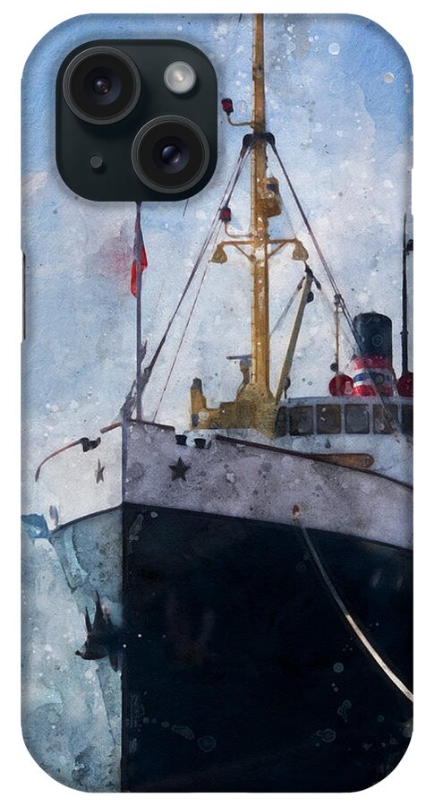 Steamer iPhone Case featuring the digital art Coastal Steamer by Geir Rosset