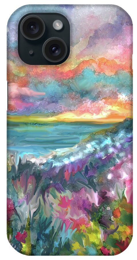 Colorful Coast iPhone Case featuring the painting Coastal Sunrise by Jean Batzell Fitzgerald