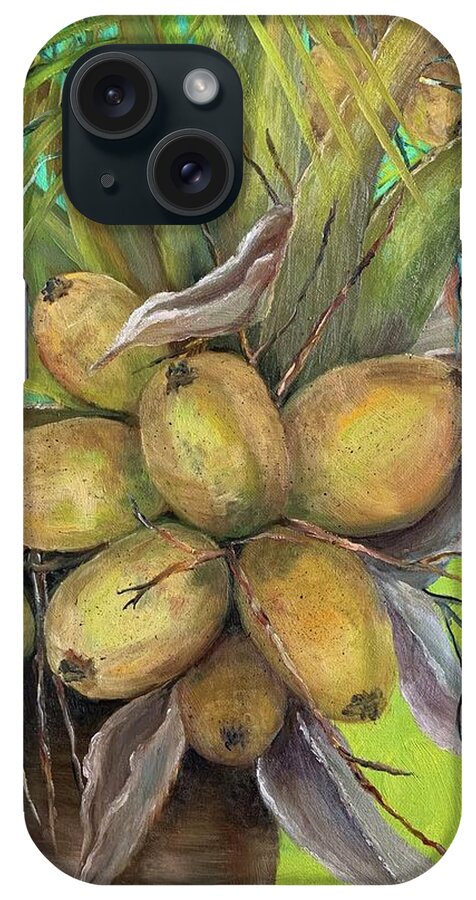 Oil Painting iPhone Case featuring the painting Coconut Palm by Barbara Landry
