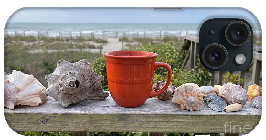 Coffee iPhone Case featuring the photograph Coffee at the Beach 7257 by Jack Schultz